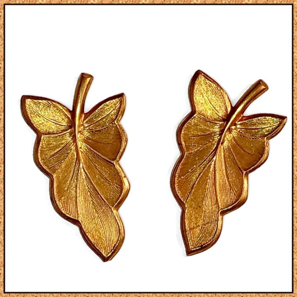 Vintage‎ Brass Leaf Shape Stampings -2 pcs